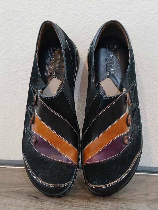 Shoes - L'artiste Spring Step Grenadine Leather Black Slip On Shoes